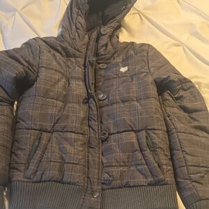Fox Gray Quilted Puffer Jacket with Hood